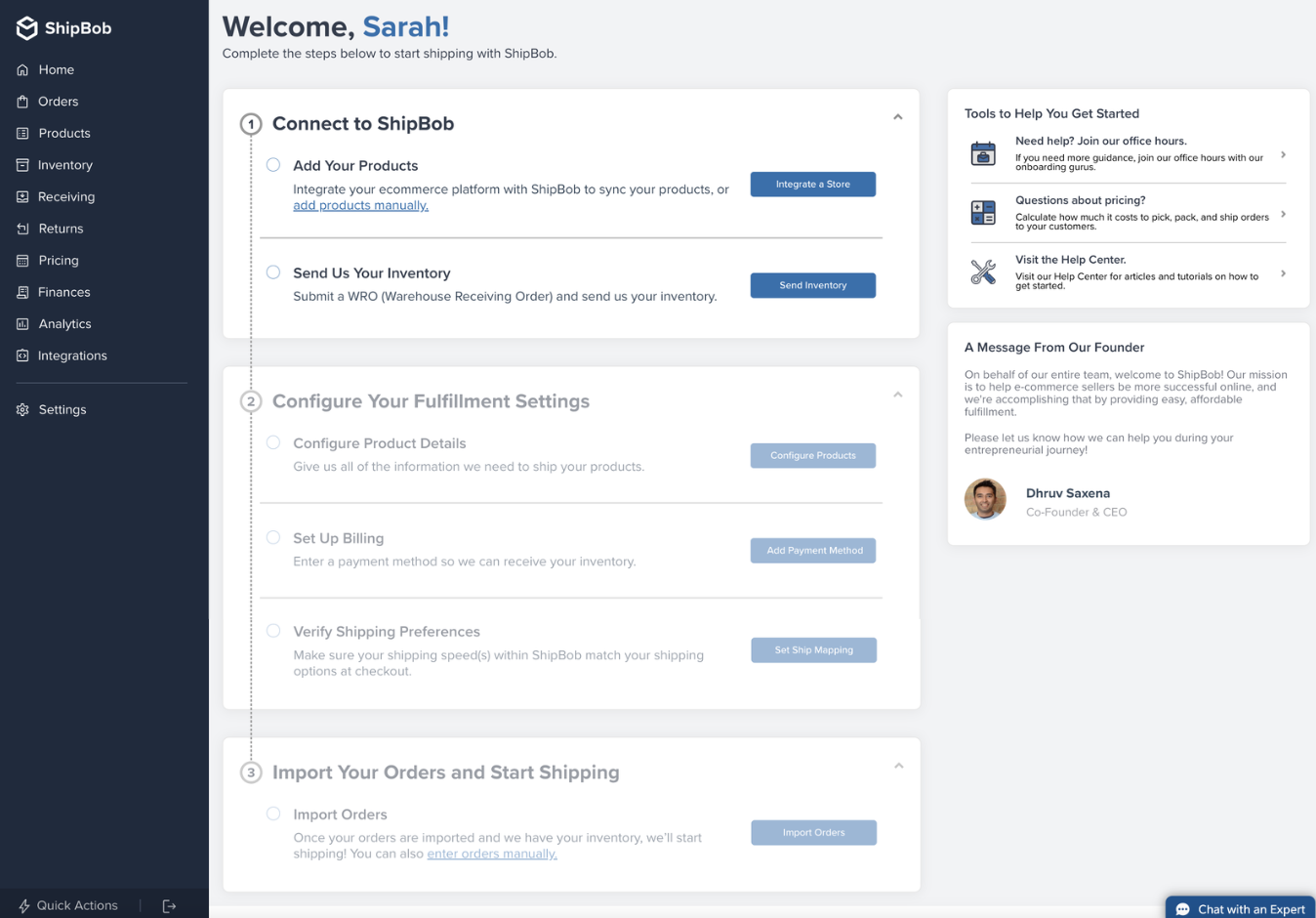Redesigned dashboard